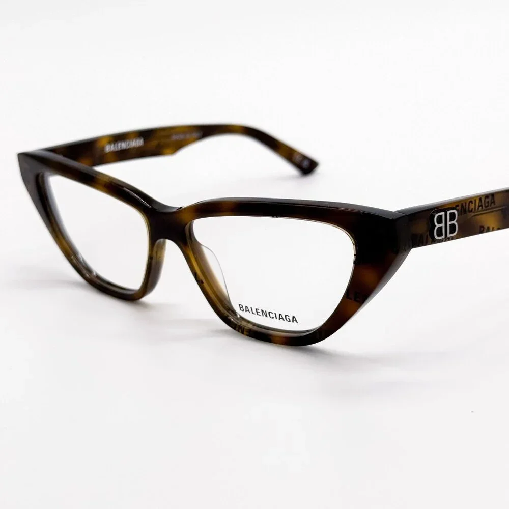 NEW BALENCIAGA EYEGLASSES BB0128O 005 CAT EYE DARK HAVANA WOMEN EYEWEAR BALENCIA